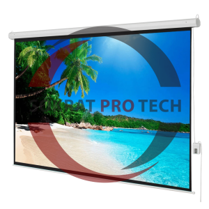 Motorized Projection Screen Electric Roll Up Projector Screen With Remote 244 X 244 cm